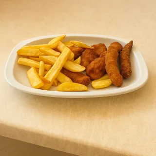 Frito con patatas Mandelbrot Restaurante Matalascañas